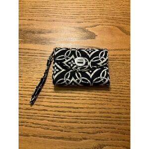 Vera Bradley Wristlet Wallet Black White Geometric Clutch Coin Purse